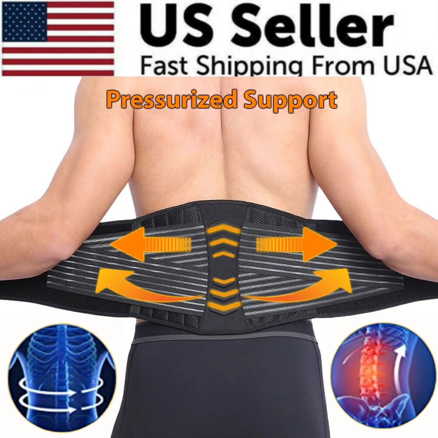 Lower Back Support Brace Lumbar Waist Belt Double Pull Breathable Belt Men Women