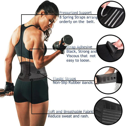 Lower Back Support Brace Lumbar Waist Belt Double Pull Breathable Belt Men Women