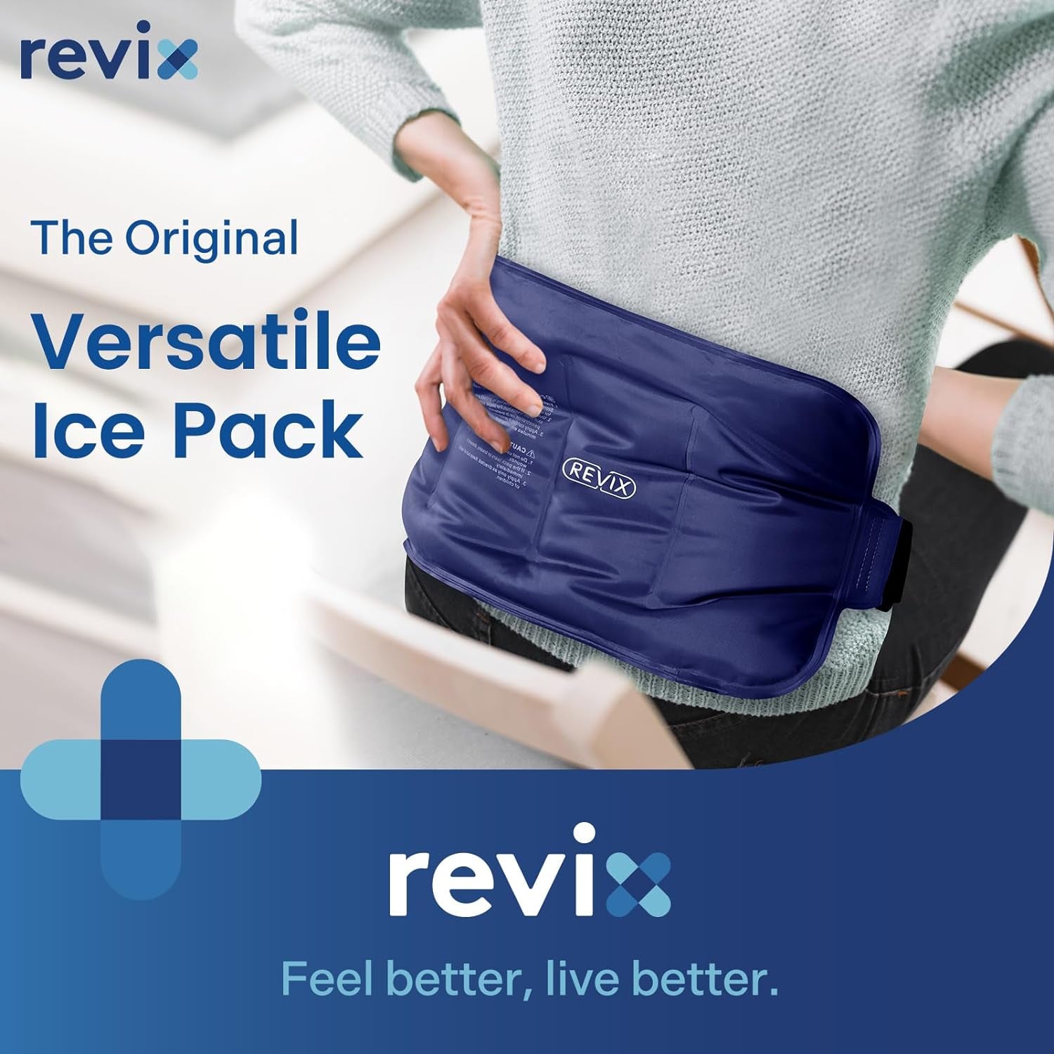 Ice Pack for Injuries Reusable Gel for Lower Back, Cold Packs for Back Shoulder, Elbow, Hip, Leg, Wrap around Entire Knee, Soft Cold Compress,16 × 9" Navy